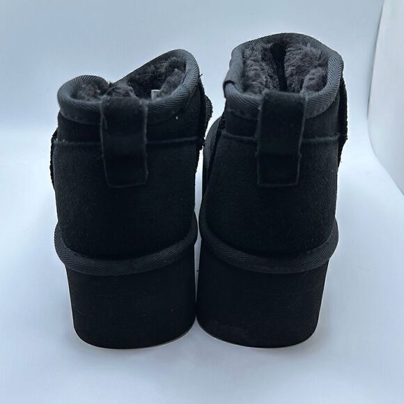 CUSHIONAIRE Women's Genuine Suede Cozy Mule Platform +Memory Foam 5 BLACK - Picture 2 of 7